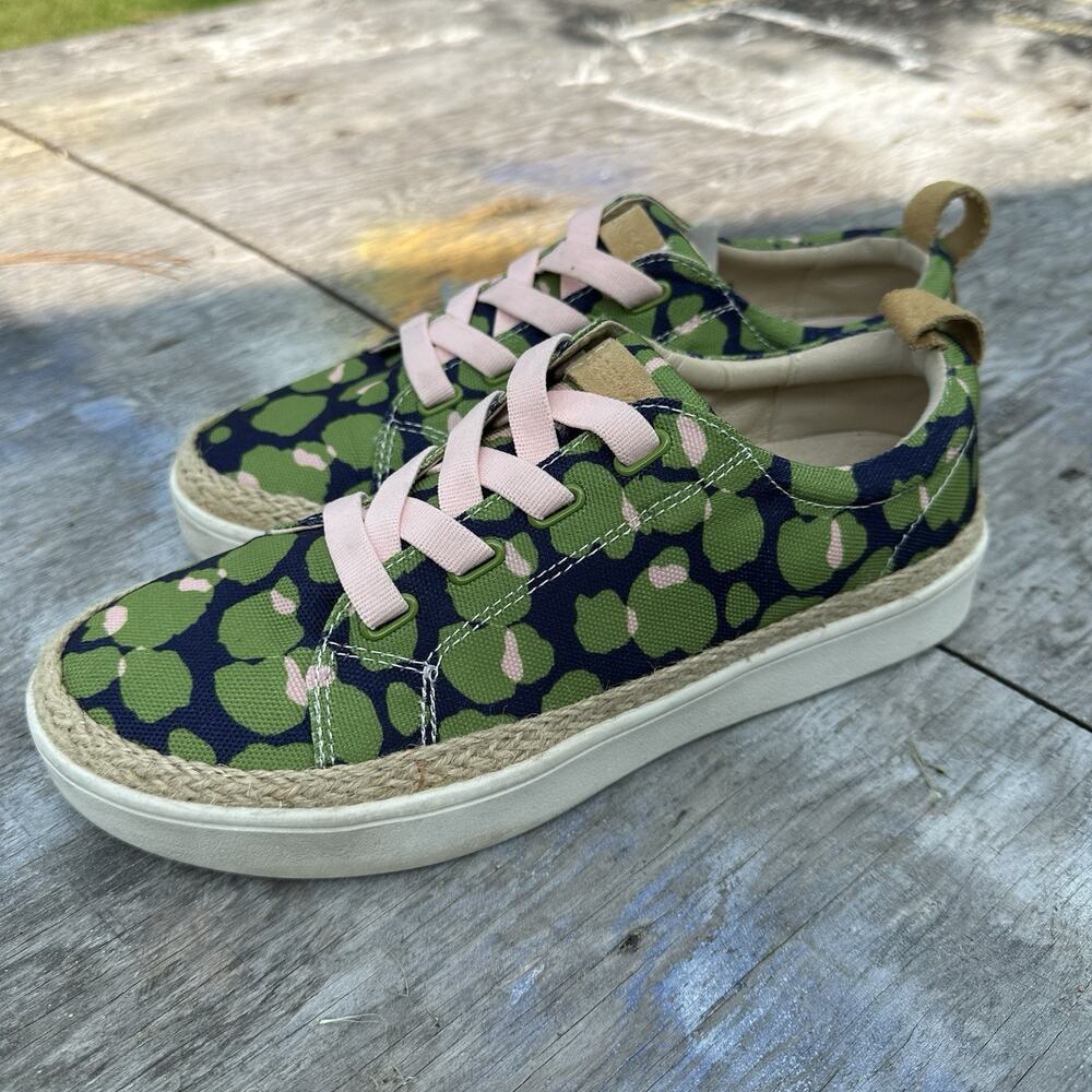 Spenco Malibu Lace Bokeh Blue Green Pink Women's 8.5 D Casual Shoes Sneakers